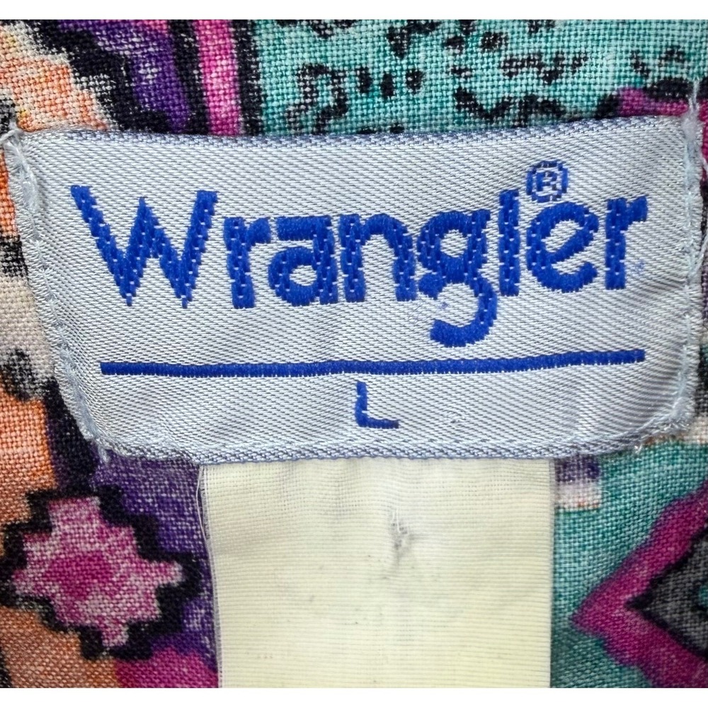 VTG 90s Wrangler Aztec Navajo Southwestern Shirt Womens Size L Cowgirl Rodeo - Picture 5 of 5